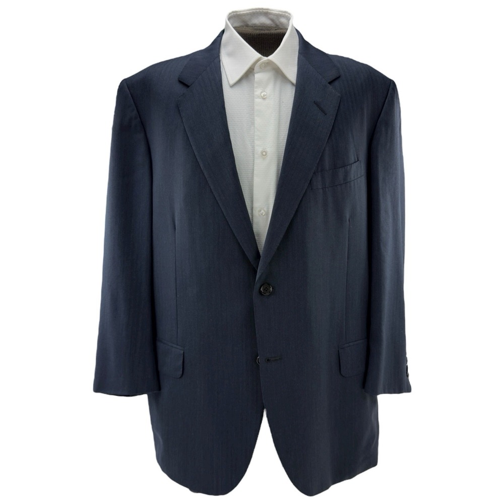 Oxxford Clothes Blue Super‎ 120's Wool 2-Button Blazer Men's Size 46R